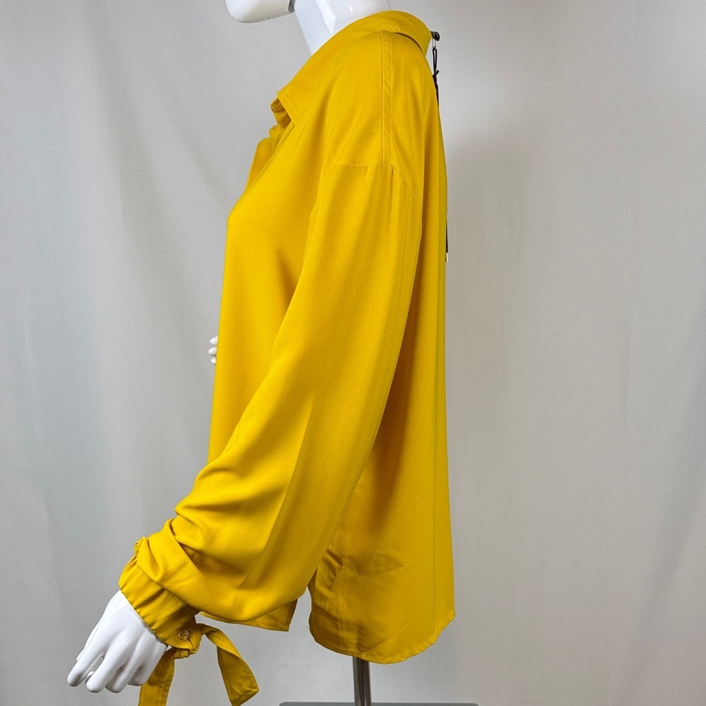 Rachel Zoe Mustard Yellow Button-Down Shirt with Tie Cuffs - Picture 6 of 8